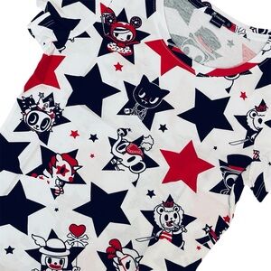 Tokidoki Clown Carnival Circus Red & Black Stars T-Shirt Women’s Small Tee NWT